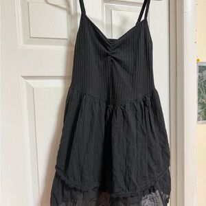 aerie Black Spaghetti Strap Tiered Mini Dress